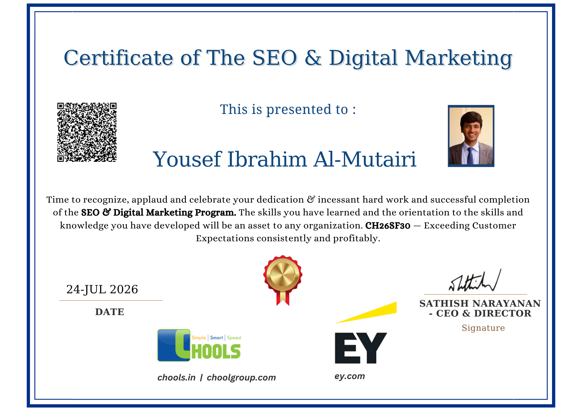 SEO & Digital Marketing Program Certificate
